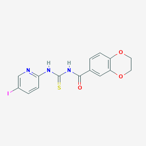 molecular formula C15H12IN3O3S B399724 N-(2,3-dihydro-1,4-benzodioxin-6-ylcarbonyl)-N'-(5-iodo-2-pyridinyl)thiourea 