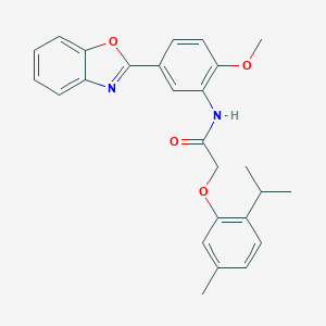 molecular formula C26H26N2O4 B399725 N-[5-(1,3-benzoxazol-2-yl)-2-methoxyphenyl]-2-[5-methyl-2-(propan-2-yl)phenoxy]acetamide 