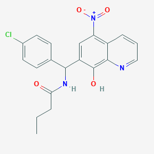 molecular formula C20H18ClN3O4 B3997443 N-[(4-chlorophenyl)(8-hydroxy-5-nitroquinolin-7-yl)methyl]butanamide 