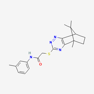 molecular formula C20H24N4OS B3997550 N-(3-methylphenyl)-2-[(8,11,11-trimethyl-3,4,6-triazatricyclo[6.2.1.02,7]undeca-2(7),3,5-trien-5-yl)sulfanyl]acetamide 