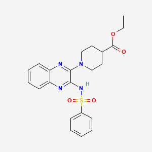 molecular formula C22H24N4O4S B3997577 Ethyl 1-(3-benzenesulfonamidoquinoxalin-2-yl)piperidine-4-carboxylate 