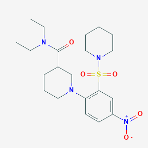 molecular formula C21H32N4O5S B3997882 N,N-diethyl-1-(4-nitro-2-piperidin-1-ylsulfonylphenyl)piperidine-3-carboxamide 