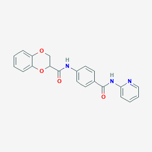 molecular formula C21H17N3O4 B3998104 N-{4-[(2-pyridinylamino)carbonyl]phenyl}-2,3-dihydro-1,4-benzodioxine-2-carboxamide 