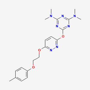 molecular formula C20H25N7O3 B3998384 N2,N2,N4,N4-TETRAMETHYL-6-({6-[2-(4-METHYLPHENOXY)ETHOXY]PYRIDAZIN-3-YL}OXY)-1,3,5-TRIAZINE-2,4-DIAMINE 