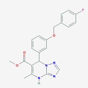molecular formula C21H19FN4O3 B399860 Methyl 7-{3-[(4-fluorobenzyl)oxy]phenyl}-5-methyl-4,7-dihydro[1,2,4]triazolo[1,5-a]pyrimidine-6-carboxylate 