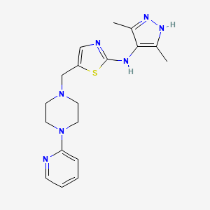 molecular formula C18H23N7S B3998603 N-(3,5-dimethyl-1H-pyrazol-4-yl)-5-[(4-pyridin-2-ylpiperazin-1-yl)methyl]-1,3-thiazol-2-amine 