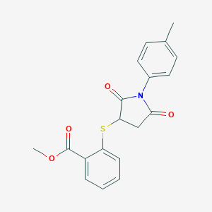 molecular formula C19H17NO4S B399867 Methyl 2-[1-(4-methylphenyl)-2,5-dioxopyrrolidin-3-yl]sulfanylbenzoate 