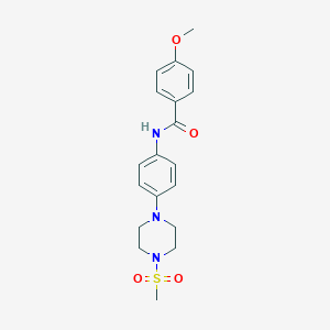 molecular formula C19H23N3O4S B399902 N-[4-(4-METHANESULFONYLPIPERAZIN-1-YL)PHENYL]-4-METHOXYBENZAMIDE 