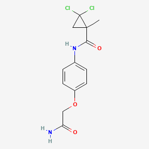 molecular formula C13H14Cl2N2O3 B3999186 N-[4-(2-amino-2-oxoethoxy)phenyl]-2,2-dichloro-1-methylcyclopropane-1-carboxamide 