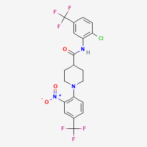 molecular formula C20H16ClF6N3O3 B3999197 N-[2-chloro-5-(trifluoromethyl)phenyl]-1-[2-nitro-4-(trifluoromethyl)phenyl]piperidine-4-carboxamide 