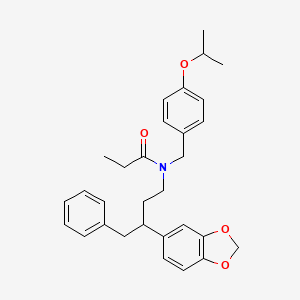 molecular formula C30H35NO4 B3999313 N-[3-(1,3-benzodioxol-5-yl)-4-phenylbutyl]-N-[4-(propan-2-yloxy)benzyl]propanamide 
