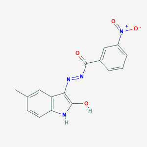 molecular formula C16H12N4O4 B399957 N'-[(3Z)-5-methyl-2-oxo-1,2-dihydro-3H-indol-3-ylidene]-3-nitrobenzohydrazide 