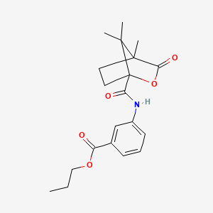 molecular formula C20H25NO5 B3999571 propyl 3-{[(4,7,7-trimethyl-3-oxo-2-oxabicyclo[2.2.1]hept-1-yl)carbonyl]amino}benzoate 
