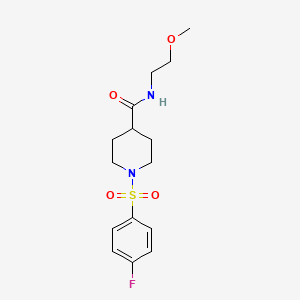 molecular formula C15H21FN2O4S B3999687 1-(4-FLUOROBENZENESULFONYL)-N-(2-METHOXYETHYL)PIPERIDINE-4-CARBOXAMIDE 