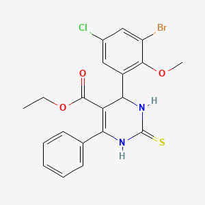 molecular formula C20H18BrClN2O3S B3999730 ethyl 4-(3-bromo-5-chloro-2-methoxyphenyl)-6-phenyl-2-sulfanylidene-3,4-dihydro-1H-pyrimidine-5-carboxylate 