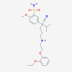 molecular formula C25H35N3O5S B040000 5-(1-Cyano-4-((2-(2-ethoxyphenoxy)ethyl)amino)-1-isopropylbutyl)-2-methoxybenzenesulfonamide CAS No. 125153-59-5