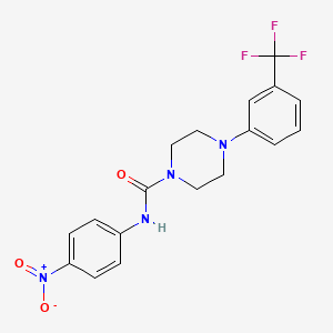 molecular formula C18H17F3N4O3 B4000046 N-(4-nitrophenyl)-4-[3-(trifluoromethyl)phenyl]-1-piperazinecarboxamide 