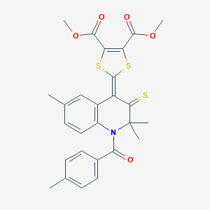 B400012 Dimethyl 2-[2,2,6-trimethyl-1-(4-methylbenzoyl)-3-sulfanylidenequinolin-4-ylidene]-1,3-dithiole-4,5-dicarboxylate CAS No. 301655-47-0