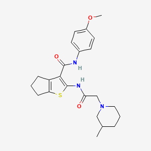 molecular formula C23H29N3O3S B4000137 N-(4-methoxyphenyl)-2-[[2-(3-methylpiperidin-1-yl)acetyl]amino]-5,6-dihydro-4H-cyclopenta[b]thiophene-3-carboxamide 