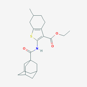 molecular formula C23H31NO3S B400032 Ethyl 2-[(1-adamantylcarbonyl)amino]-6-methyl-4,5,6,7-tetrahydro-1-benzothiophene-3-carboxylate 