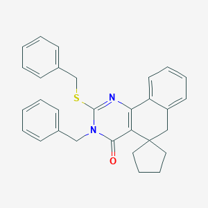 B400048 3-benzyl-2-(benzylsulfanyl)-5,6-dihydrospiro(benzo[h]quinazoline-5,1'-cyclopentane)-4(3H)-one CAS No. 301352-34-1