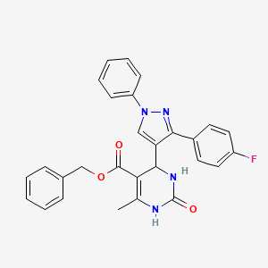 molecular formula C28H23FN4O3 B4001688 benzyl 4-[3-(4-fluorophenyl)-1-phenyl-1H-pyrazol-4-yl]-6-methyl-2-oxo-1,2,3,4-tetrahydropyrimidine-5-carboxylate 