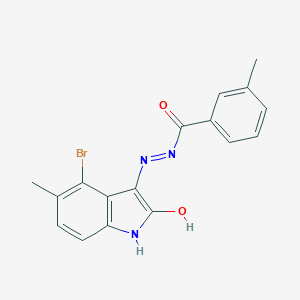molecular formula C17H14BrN3O2 B400264 N'-(4-bromo-5-methyl-2-oxo-1,2-dihydro-3H-indol-3-ylidene)-3-methylbenzohydrazide 