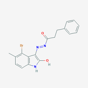 molecular formula C18H16BrN3O2 B400269 N'-(4-BROMO-5-METHYL-2-OXO-2,3-DIHYDRO-1H-INDOL-3-YLIDENE)-3-PHENYLPROPANEHYDRAZIDE 