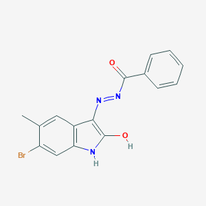 molecular formula C16H12BrN3O2 B400276 N'-(6-bromo-5-methyl-2-oxo-1,2-dihydro-3H-indol-3-ylidene)benzohydrazide 