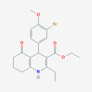 molecular formula C21H24BrNO4 B400335 Ethyl 4-(3-bromo-4-methoxyphenyl)-2-ethyl-5-oxo-1,4,5,6,7,8-hexahydroquinoline-3-carboxylate 