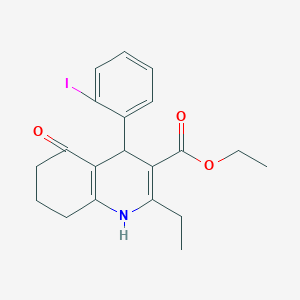 molecular formula C20H22INO3 B400337 Ethyl 2-ethyl-4-(2-iodophenyl)-5-oxo-1,4,5,6,7,8-hexahydroquinoline-3-carboxylate 