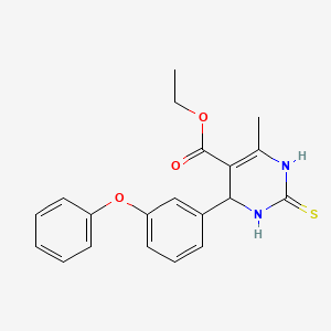 molecular formula C20H20N2O3S B4003557 ETHYL 6-METHYL-4-(3-PHENOXYPHENYL)-2-SULFANYLIDENE-1,2,3,4-TETRAHYDROPYRIMIDINE-5-CARBOXYLATE 