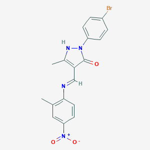 2-(4-bromophenyl)-4-({4-nitro-2-methylanilino}methylene)-5-methyl-2,4-dihydro-3H-pyrazol-3-one