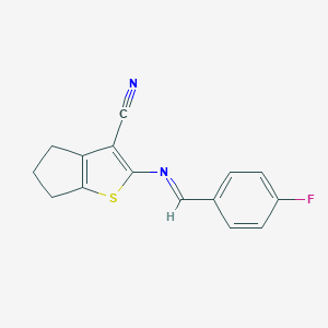 2-[(4-fluorobenzylidene)amino]-5,6-dihydro-4H-cyclopenta[b]thiophene-3-carbonitrile