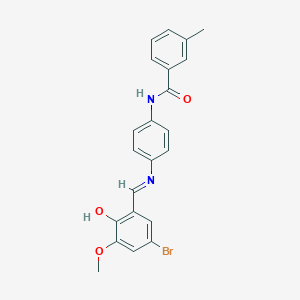 molecular formula C22H19BrN2O3 B400391 N-{4-[(5-bromo-2-hydroxy-3-methoxybenzylidene)amino]phenyl}-3-methylbenzamide 