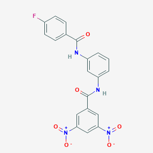molecular formula C20H13FN4O6 B400407 N-{3-[(4-fluorobenzoyl)amino]phenyl}-3,5-bisnitrobenzamide 