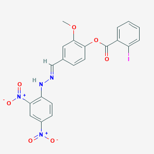 4-(2-{2,4-Bisnitrophenyl}carbohydrazonoyl)-2-methoxyphenyl 2-iodobenzoate