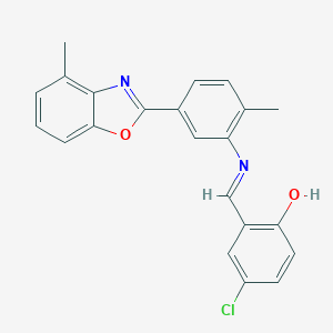 4-Chloro-2-({[2-methyl-5-(4-methyl-1,3-benzoxazol-2-yl)phenyl]imino}methyl)phenol