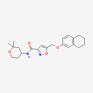 molecular formula C22H28N2O4 B4004790 N-(2,2-dimethyltetrahydro-2H-pyran-4-yl)-5-[(5,6,7,8-tetrahydro-2-naphthalenyloxy)methyl]-3-isoxazolecarboxamide 