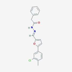 molecular formula C20H17ClN2O2 B400488 N'-{[5-(3-chloro-4-methylphenyl)-2-furyl]methylene}-2-phenylacetohydrazide 