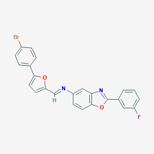 molecular formula C24H14BrFN2O2 B400497 N-{[5-(4-bromophenyl)-2-furyl]methylene}-N-[2-(3-fluorophenyl)-1,3-benzoxazol-5-yl]amine 