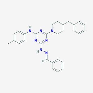 Benzaldehyde {4-[(4-methylphenyl)amino]-6-[4-(phenylmethyl)piperidin-1-yl]-1,3,5-triazin-2-yl}hydrazone