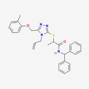 molecular formula C29H30N4O2S B4005128 N-(diphenylmethyl)-2-({5-[(2-methylphenoxy)methyl]-4-(prop-2-en-1-yl)-4H-1,2,4-triazol-3-yl}sulfanyl)propanamide 