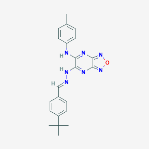 molecular formula C22H23N7O B400525 6-[(2E)-2-(4-tert-butylbenzylidene)hydrazinyl]-N-(4-methylphenyl)[1,2,5]oxadiazolo[3,4-b]pyrazin-5-amine 