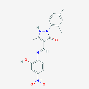 2-(2,4-dimethylphenyl)-4-({2-hydroxy-4-nitroanilino}methylene)-5-methyl-2,4-dihydro-3H-pyrazol-3-one