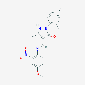 molecular formula C20H20N4O4 B400540 2-(2,4-dimethylphenyl)-4-({2-nitro-4-methoxyanilino}methylene)-5-methyl-2,4-dihydro-3H-pyrazol-3-one 