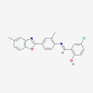 4-Chloro-2-({[2-methyl-4-(5-methyl-1,3-benzoxazol-2-yl)phenyl]imino}methyl)phenol