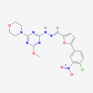 N-[(E)-[5-(4-chloro-3-nitro-phenyl)-2-furyl]methyleneamino]-4-methoxy-6-morpholino-1,3,5-triazin-2-amine