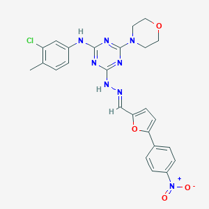 molecular formula C25H23ClN8O4 B400549 5-{4-Nitrophenyl}furan-2-carbaldehyde {4-[(3-chloro-4-methylphenyl)amino]-6-morpholin-4-yl-1,3,5-triazin-2-yl}hydrazone 