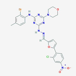 5-{2-Chloro-4-nitrophenyl}-2-furaldehyde [4-(2-bromo-4-methylanilino)-6-morpholin-4-yl-1,3,5-triazin-2-yl]hydrazone